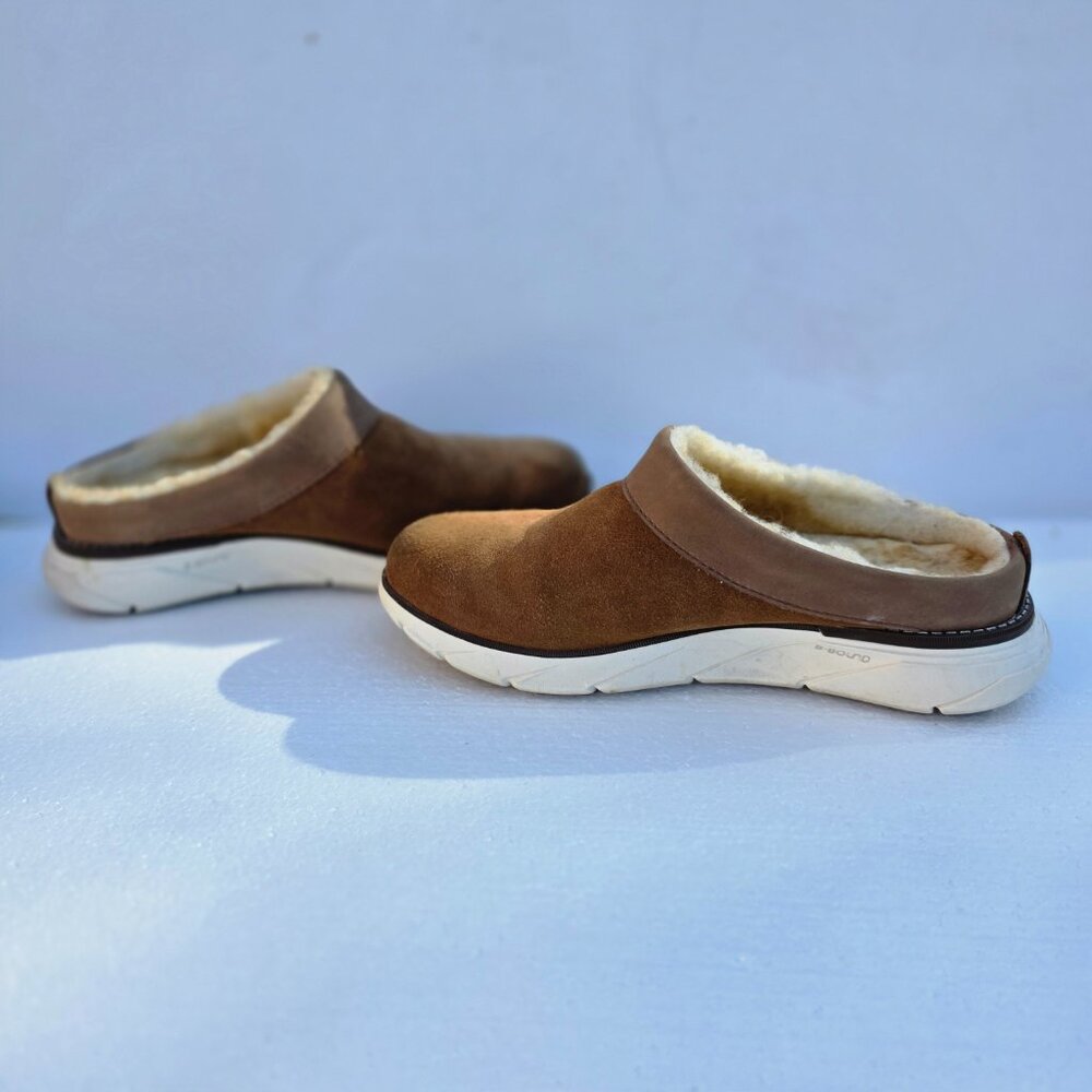 L.L.Bean KennebecBrown Suede Real Lamb Fur Shearling Clogs Shoes Women's 6M - Picture 10 of 14